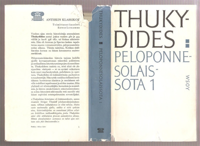 Thukydides: Peloponnesolaissota 1 - 2, WSOY 1964,skp,, K3 +
