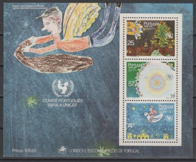 (SS001) PORTUGAL, 1987 (Christmas. Children's Drawings). SS