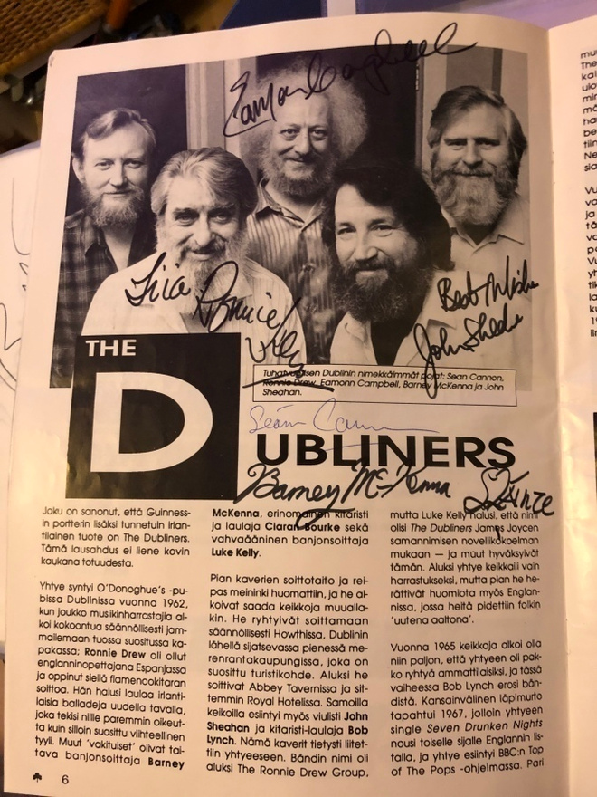 Dubliners, Altan, O’Flynn & Lunny jne. nimikirjoitukset