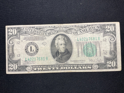 Federal Reserve Note 20 Dollars 1928 - 1934 C