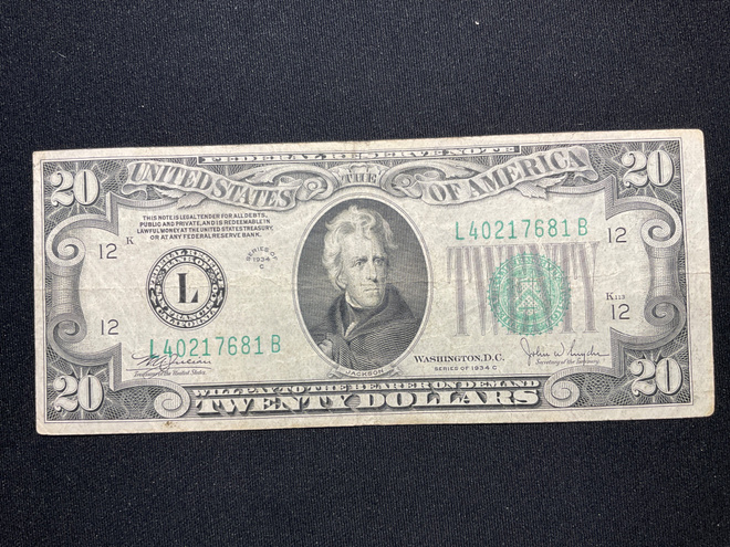 Federal Reserve Note 20 Dollars 1928 - 1934 C
