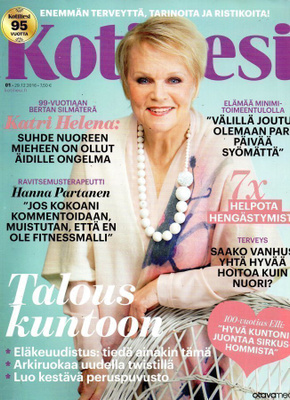 Kotiliesi n:o 01 2016 Katri Helena. Satavuotias Elli Salo.