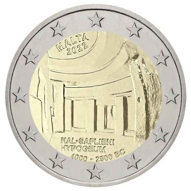 ** MALTA 2€ 2022 Hypogeum pillerissä **