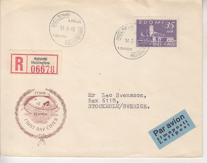 FDC 1949 M30 35 mk olavinlinna