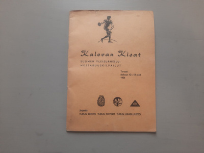 Kalevan Kisat 12-13.8.-54 ohjelmalehtinen, tuloksia kirjattu