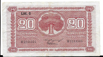 Suomi 20 markkaa 1922, Litt. C