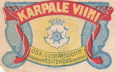 JUOMAETIKETTI KARPALE VIINI O.GUSTAFSSON LAHTI (AB1)