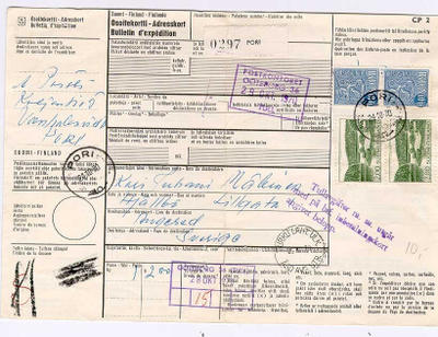 1965 2mk maisema ym pakettikortti Ruotsiin