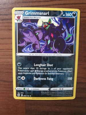 Pokemon Grimmsnarl 094/172 Reverse holo rare