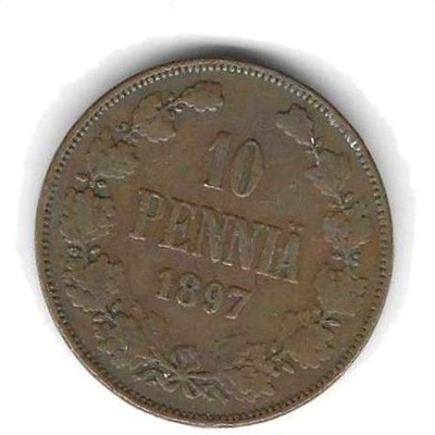 1897 10 PENNIÄ KOLIKKO KÄYTETTY