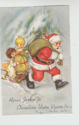 Postikortti, JOULU, vanha 1950-luku,Postileima INHAN TEHTAAT
