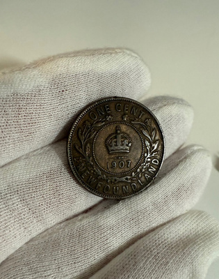 One Cent 1907 Newfoundland Edward VII kupari raha (Rare)