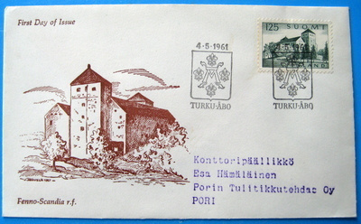 FDC-Turun linna 4.5.1961.Yleismerkki Lape hinta 30.00e(60)