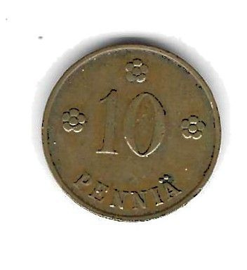 1934 10 PENNIÄ KOLIKKO KÄYTETTY