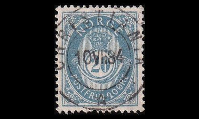 Norja 41a o Postitorvi 20 öre loisto Christiania 10.VII.84