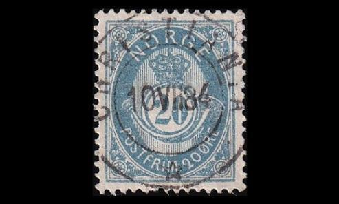 Norja 41a o Postitorvi 20 öre loisto Christiania 10.VII.84