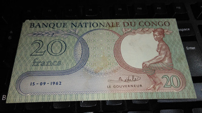 Congo Kongo 20 Francs 1962 P4 XF kulmavika