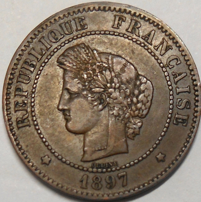 Ranska. 5 centimes 1897A.