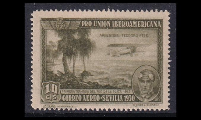 Espanja 555 ** Iberoamerikka lentoposti 10 C (1930)