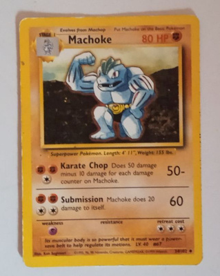 MAATYYPIN POKEMON KORTTI MACHOKE , VANHA