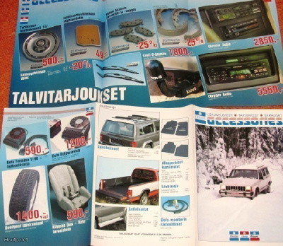 1991 Jeep Dodge Chrysler lisävarusteet esite KUIN UUSI suom