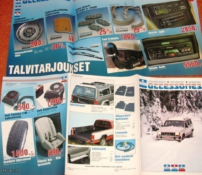 1991 Jeep Dodge Chrysler lisävarusteet esite KUIN UUSI suom