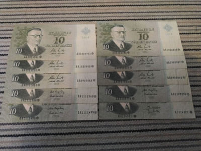 10 kappaletta 10 mk 1963 litt A tähti