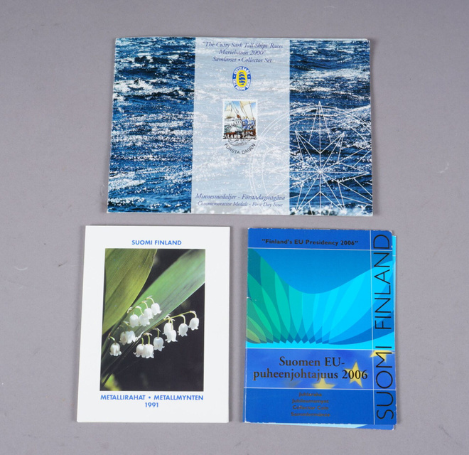 1135. 3kpl keräilyrahoja, mm. Suomen EU-puheenjohtajuus 2006