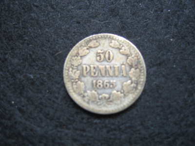 50 penniä 1865 - hopeaa