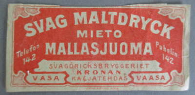 VANHA OLUTETIKETTI - SVAG MALTDRYCK VASA (K21-23)