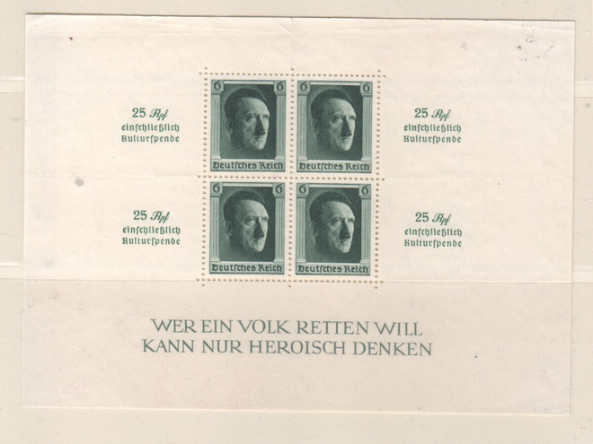 Saksa 1937  Mi bl 11 ilman liimaa ja leimaa  Mi * 90€