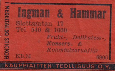 Ingman & Hammar, Slottsgatan 17, Kb.M  6906, ,   s6/2