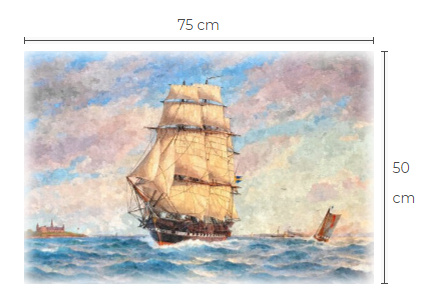 Uusi purjelaiva puutaulu koko noin 50 cm x 75 cm