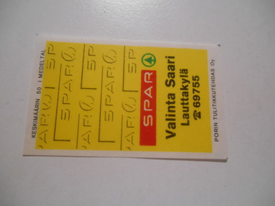 TT Etiketti SPAR Valinta Saari Lauttakylä