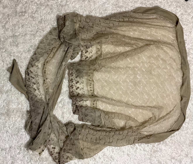 VINTAGE BY FE pellava beige pitsi neule huivi