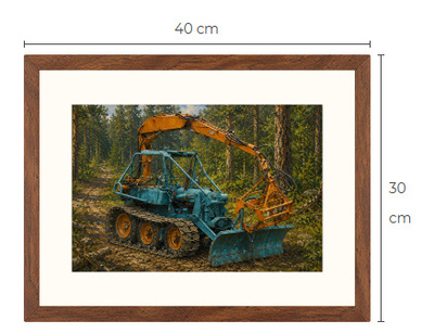 Uusi Metsäkone traktori art print 30 cm x 40 cm
