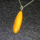 Vintage hopea meripihka amber riipus kaulakoru 900S - pikkukuva 1