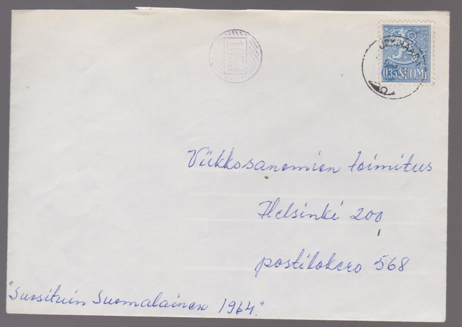NRO LEIMA 1036 +...USKIHAARA? LEIMALLA M63 0.35MK HELSINKIIN