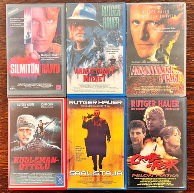 Rutger Hauer VHS kokoelma x 6 kpl