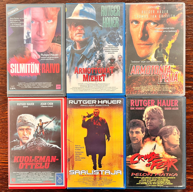 Rutger Hauer VHS kokoelma x 6 kpl
