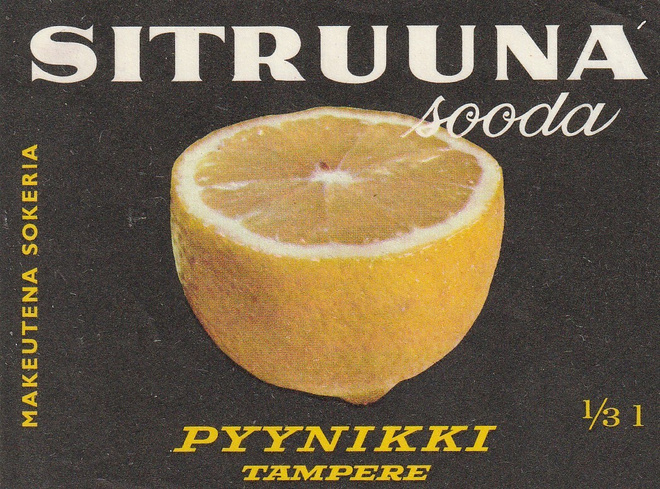 VANHA JUOMAETIKETTI - SITRUUNA SOODA TAMPERE (K11-S87)