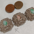 1900 Vintage Hopea filigraani rannekoru Jade kivillä - pikkukuva 5