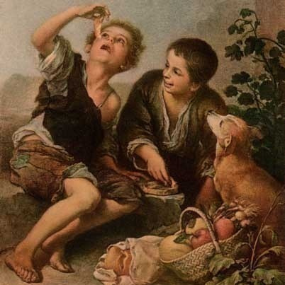 LAPSET / Hedelmiä syövät pojat, paimenkoira. 1920-l.