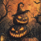 Halloween kurpitsat ja suuri punainen kuu - pikkukuva 1