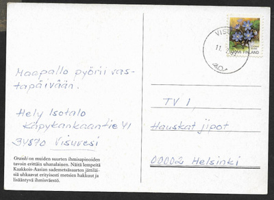 Postilähetys - Yl.m. 1.lk 1992 (LAPE 1160) Visuvesi 11.2.99