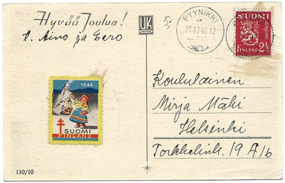 M30 / 2,5mk loisto +JM -46 (Pyynikki 1946) kortilla