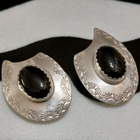 Vintage design hopea onxy kivi korvakorut RH sterling 925 - pikkukuva 3