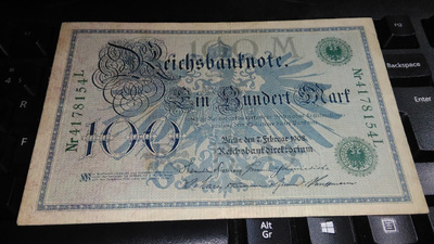 Germany Saksa 100 Mark 1908 P34 VF