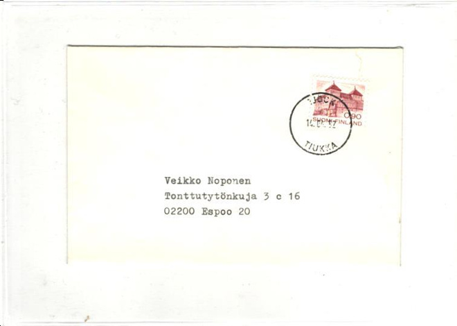 POSTILÄHETYS TJÖCK/TIUKKA KRITIINANKAUPUNKI