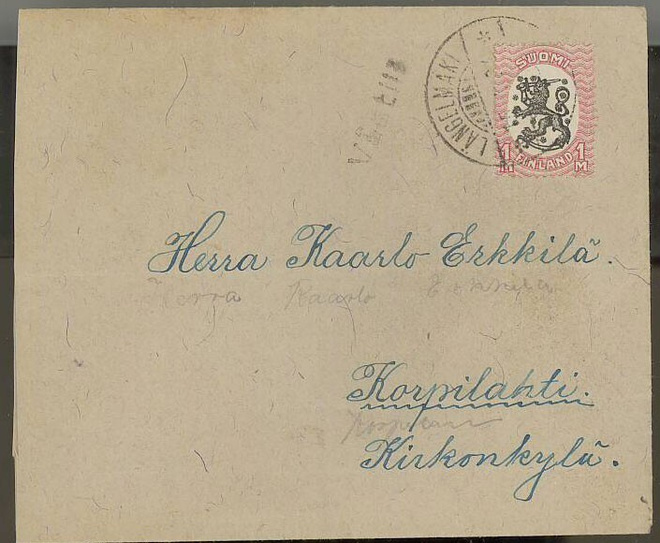 Västilä rivileima kijeellä Längelmäeltä 1924